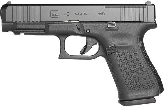 Glock G49 Gen 5 9MM 4.49″ 15 Rd Black Front Serrations MOS